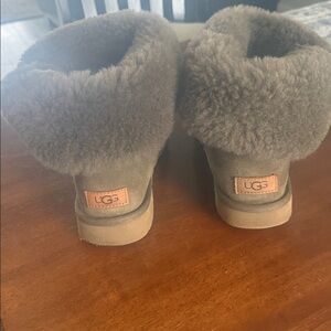 UGG Gray Shearling Cuff Ankle Boots